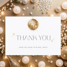Carte de remerciements Gold Disco Ball
