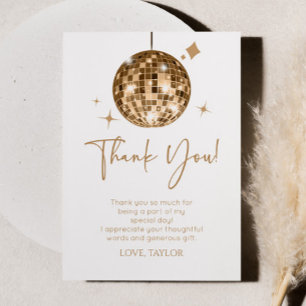 Carte De Remerciements Gold Disco Ball Let's Disco Anniversaire