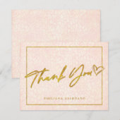 Carte De Remerciements Gold et Rose Sweet 16 (Devant / Derrière)