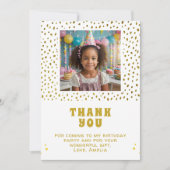 Carte De Remerciements Gold Faux Parties scintillant photo d'anniversaire (Devant)