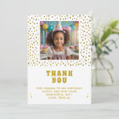 Carte De Remerciements Gold Faux Parties scintillant photo d'anniversaire (Debout devant)