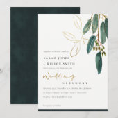 CARTE DE REMERCIEMENTS GOLD FOIL VERT EUCALYPTUS FOLIAGE INVITER (Devant / Derrière)