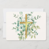 Carte De Remerciements Gold Green Floral Rustic Baptême (Dos)