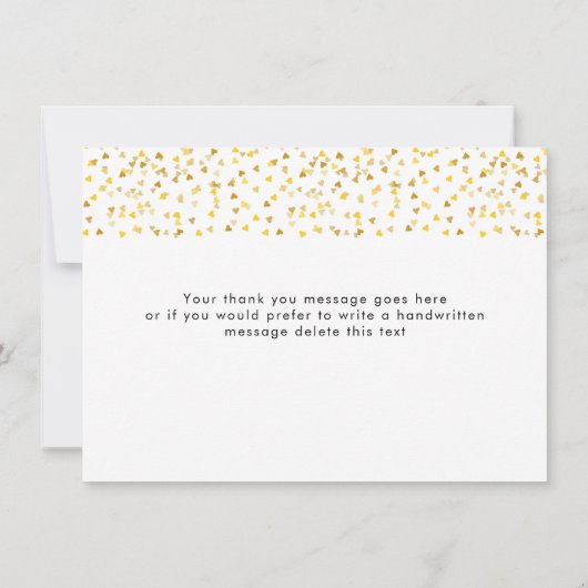 Carte De Remerciements Gold Hearts Élégant Script moderne (Dos)