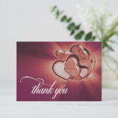 Carte de remerciements Gold Hearts rose (Debout devant)