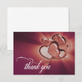 Carte de remerciements Gold Hearts rose (Devant / Derrière)