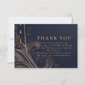 Carte De Remerciements Gold Lighthouse Night Wedding (Devant)