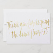 Carte De Remerciements Gold "Merci" pour groupe mariage, musicien ou DJ (Devant)