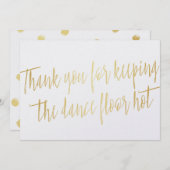 Carte De Remerciements Gold "Merci" pour groupe mariage, musicien ou DJ (Devant / Derrière)