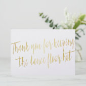 Carte De Remerciements Gold "Merci" pour groupe mariage, musicien ou DJ (Debout devant)