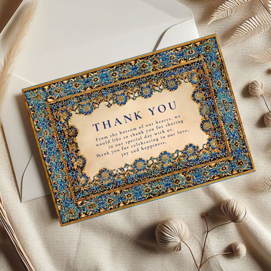 Carte De Remerciements Gold Mosaic Islamic Wedding