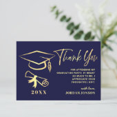 Carte De Remerciements Gold Navy Blue Modern Graduation Party (Debout devant)