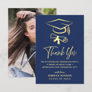 Carte De Remerciements Gold Navy Blue Modernisation PHOTO