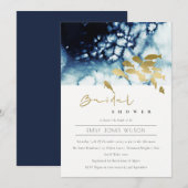 Carte De Remerciements GOLD NAVY Underwater SEA FISH FÊTE DES MARIÉES INV (Devant / Derrière)