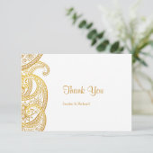 Carte De Remerciements Gold Paisley Mariage indien traditionnel (Debout devant)