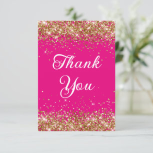 Carte De Remerciements Gold Parties scintillant Hot rose 40e anniversaire