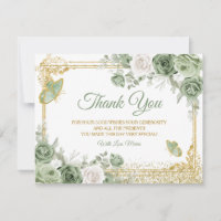 Gold Quinceañera Sage Green Crown Butterfly