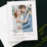 Carte De Remerciements Gold Script Photo Wedding<br><div class="desc">Gold script photo wedding elegant stylish modern thank you card. Part of a wedding collection. Colors can be changed.The backside includes a generic thank you message that you can personalize for each guest or remove it altogether if you prefer to hand right your thank you.</div>