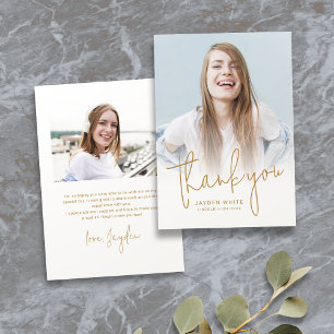 Carte De Remerciements Gold Simple Modern Script 2 Diplôme photo