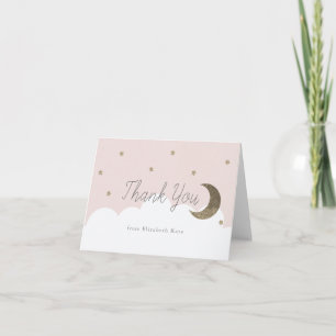 Carte De Remerciements Gold Stars & Crecent Moon Rose Girl