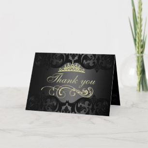 Carte de remerciements Gold Swirl Damask