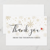 Carte De Remerciements Gold Winter Flammes de neige Noël (Devant / Derrière)