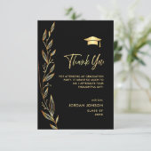 Carte De Remerciements Golden Black Graduation moderne (Debout devant)