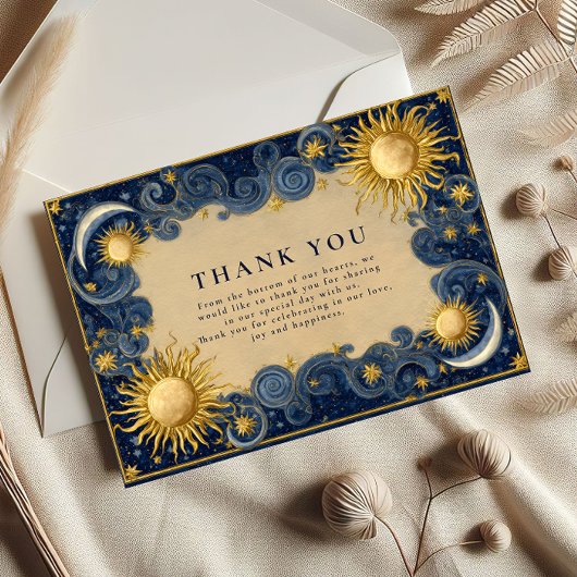 Carte De Remerciements Golden Celestial Baroque Wedding