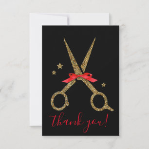 Carte De Remerciements Golden glitter scissors - Trendy Modern black Than