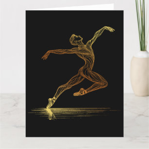 Carte De Remerciements Golden Line Art Ballet Dancer Illustration élégant