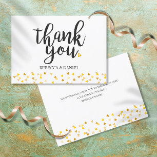 Carte De Remerciements Golden Love Hearts Confetti Script