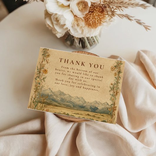 Carte De Remerciements Golden Meadow Mountain Wedding