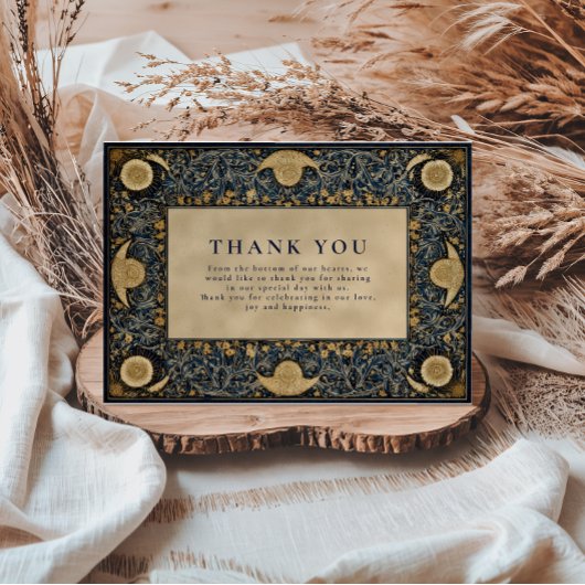 Carte De Remerciements Golden Midnight Celestial Wedding