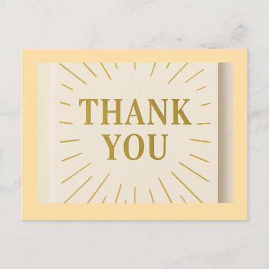 Carte de remerciements Golden Rays - Salutations É (Devant)