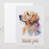 Carte de remerciements Golden Retriever (Devant / Derrière)