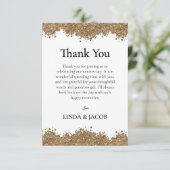Carte De Remerciements Golden Wedding Anniversary Gold Faux Glitter   (Debout devant)
