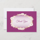 Carte De Remerciements Golden White Floral Pink Wedding Geometric Rustic (Devant)