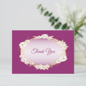 Carte De Remerciements Golden White Floral Pink Wedding Geometric Rustic (Debout devant)
