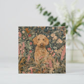 Carte De Remerciements Goldendoodle Chien dans William Morris Style Garde (Debout devant)