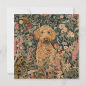 Carte De Remerciements Goldendoodle Chien dans William Morris Style Garde (Devant)