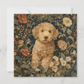 Carte De Remerciements Goldendoodle Chiot William Morris Style Party (Devant)