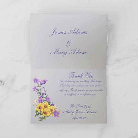 Carte De Remerciements Goldfinch Spring Garden Wedding (Intérieur)