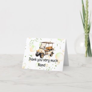 Carte De Remerciements Golf 75e anniversaire pour golfeur avec voiturette
