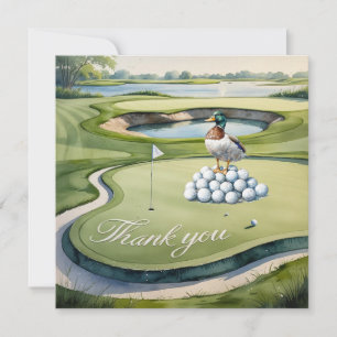 Carte De Remerciements Golf avec texte sur le terrain de golf aquarelle s
