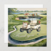 Carte De Remerciements Golf avec texte sur le terrain de golf mariage (Devant / Derrière)