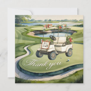 Carte De Remerciements Golf avec texte sur le terrain de golf mariage