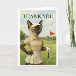 Carte De Remerciements Golf Femme Tournoi Chat golfeur Golf