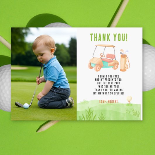 Carte De Remerciements Golf First Year Birthday Thank you