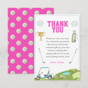 Carte De Remerciements Golf Girl Anniversaire