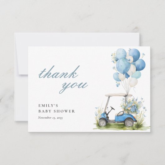 Carte De Remerciements Golf Let's Par-tee Boy Baby Shower (Devant)